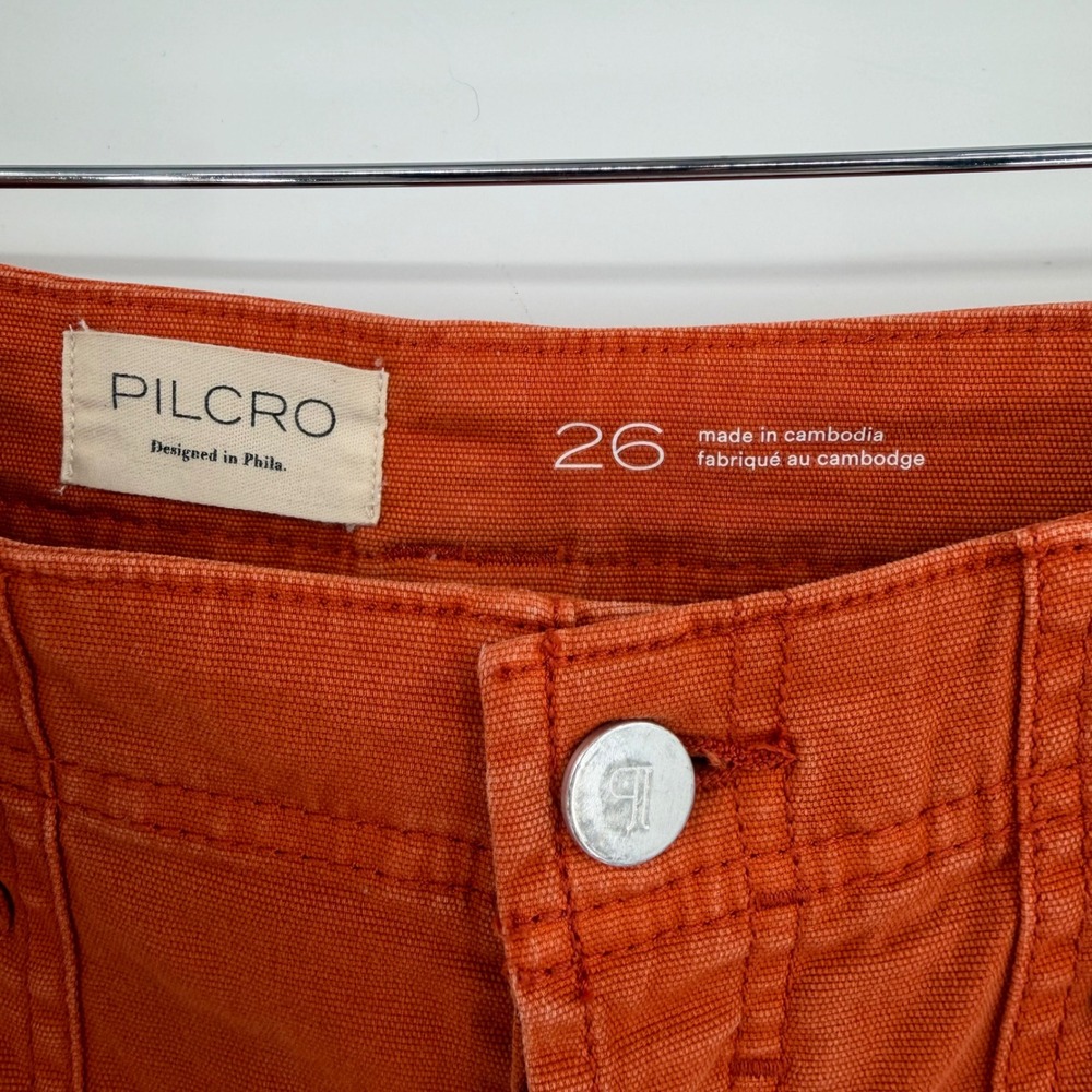 Pilcro and the Letterpress Orange Utility Straight Leg Raw Hem Pants Size 26 - Picture 4 of 10